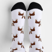 Cartoon Dog Muster Red and White Boston Terrier Socken (Oben)
