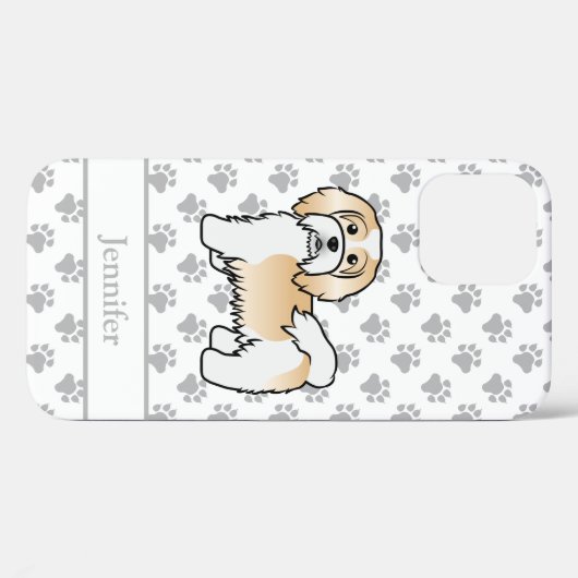 Cartoon Dog & Name Case-Mate iPhone Hülle (Rückseite (Horizontal))
