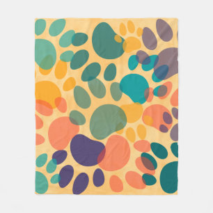 Cartoon Dog Paw Druckfarben Abstrakte Kunst Fleecedecke