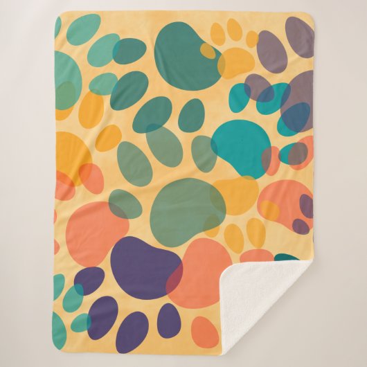 Cartoon Dog Paw Druckfarben Abstrakte Kunst Sherpadecke (Vorderseite)