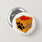 Cartoon Dog Paw Herz und Knochen Button (Vorne & Hinten)