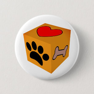 Cartoon Dog Paw Herz und Knochen Button
