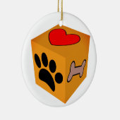 Cartoon Dog Paw Herz und Knochen Keramik Ornament (Rechts)