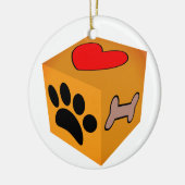 Cartoon Dog Paw Herz und Knochen Keramik Ornament (Links)