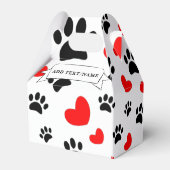 Cartoon Dog Paw Prints und Rote Herzen Custom Geschenkschachtel (Rückseite)