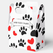 Cartoon Dog Paw Prints und Rote Herzen Custom Geschenkschachtel (Geöffnet)