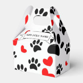 Cartoon Dog Paw Prints und Rote Herzen Custom Geschenkschachtel (Vorderseite)