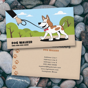 Cartoon - Dog Walker Business Card Visitenkarte