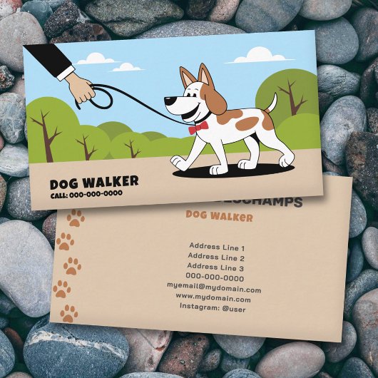 Cartoon - Dog Walker Business Card Visitenkarte