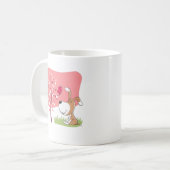 Cartoon Dog Welppy Bird Bloom Blume Rosa grüne Tas Kaffeetasse (Vorderseite Links)