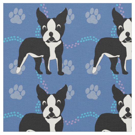 Cartoon Dogs - Boston Terrier v3 Stoff (Nahaufnahme)