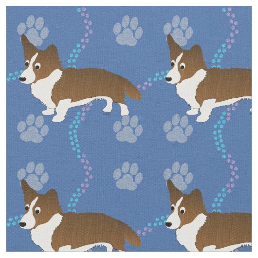 Cartoon Dogs - Cardigan Welsh Corgi v2 Stoff (Nahaufnahme)