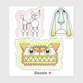 Cartoon Dogs Custom-Cut Vinyl Sticker Set (Blatt)