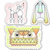 Cartoon Dogs Custom-Cut Vinyl Sticker Set (Vorderseite)