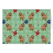 Cartoon Dogs - Dachsund Red Tiled v1