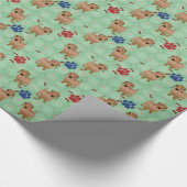 Cartoon Dogs - Dachsund Red Tiled v1 Geschenkpapier (Ecke)