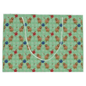 Cartoon Dogs - Dachsund Red Tiled v1 Große Geschenktüte (Rückseite)