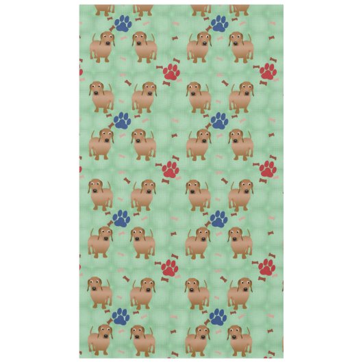 Cartoon Dogs - Dachsund Red Tiled v1 Tischdecke (Vorderseite)