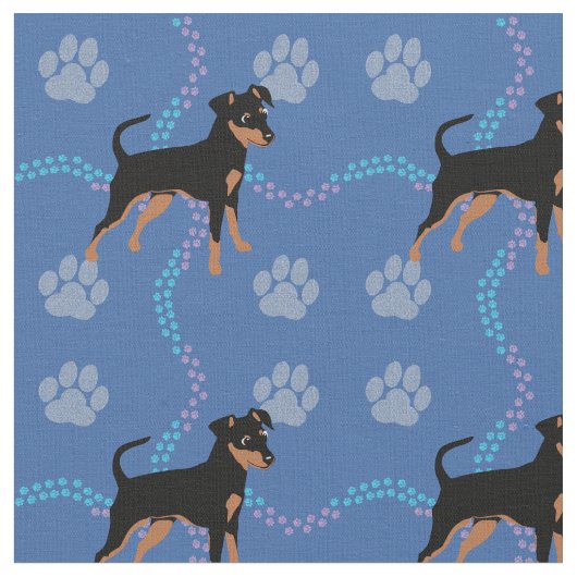 Cartoon Dogs - Miniature Pinscher v5 Stoff (Nahaufnahme)