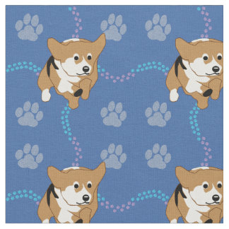 Cartoon Dogs - Pembroke Welsh Corgi v3 Stoff