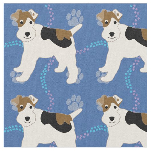 Cartoon Dogs - Wire Fox Terrier v1 Stoff (Nahaufnahme)