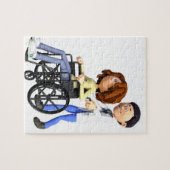 Cartoon-Doktor Wheeling Patient In Wheelchair Puzzle (Horizontal)
