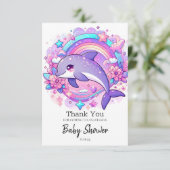 Cartoon Dolphin Babydusche Dankeskarte (Stehend Vorderseite)
