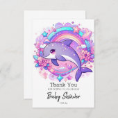 Cartoon Dolphin Babydusche Dankeskarte (Vorne/Hinten)