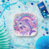 Cartoon Dolphin Babydusche Pappteller (Party)