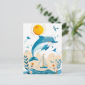 Cartoon Dolphin, die aus dem Wasser springen Postkarte (Stehend Vorderseite)