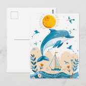 Cartoon Dolphin, die aus dem Wasser springen Postkarte (Vorne/Hinten)