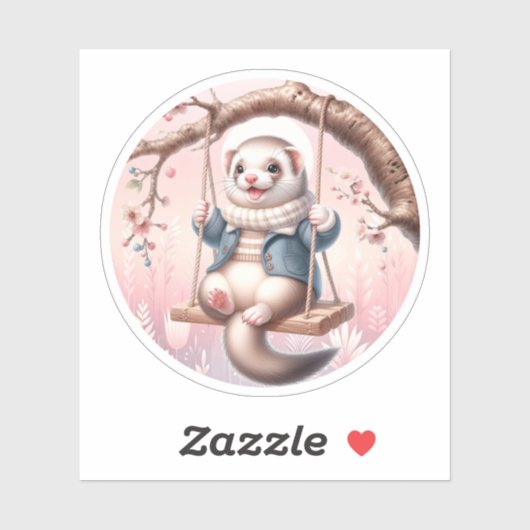 Cartoon Domestic Ferret Aufkleber (Blatt)