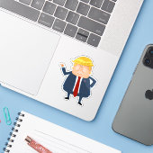 Cartoon Donald Trump Sticker (Laptop mit iPhone)