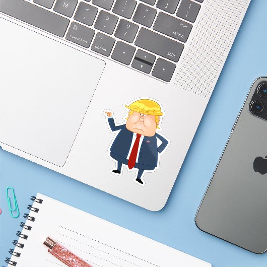 Cartoon Donald Trump Sticker (Laptop mit iPhone)