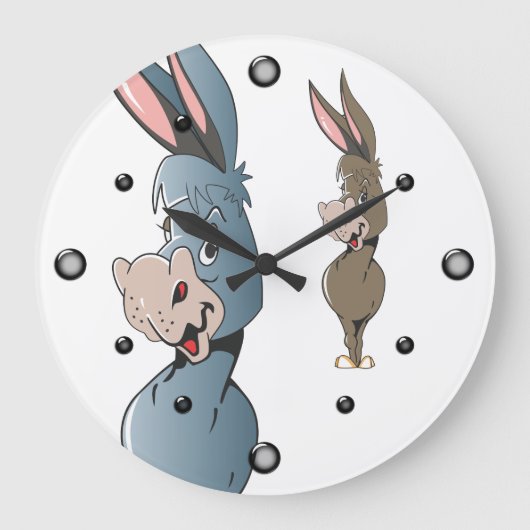 Cartoon Donkey Wall Clock Große Wanduhr (Vorderseite)