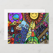 Cartoon Doodle Postkarte (Vorne/Hinten)