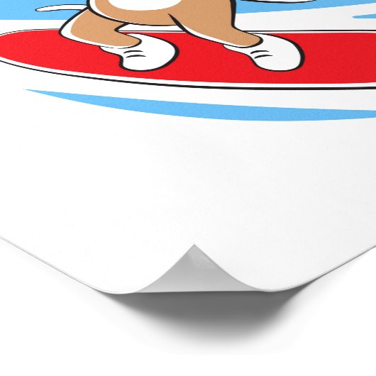 Cartoon Doppy Puppy Snowboard Winter Snow Sun Poster (Ecke)