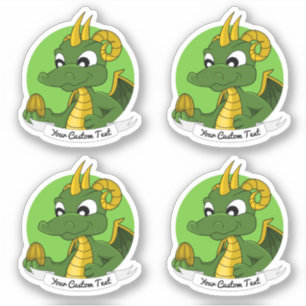 Cartoon-Drache mit goldenem Ei und Text Aufkleber