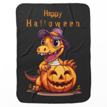 Cartoon-Drache mit Halloween-Kürbis