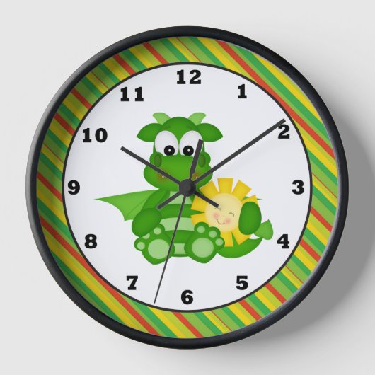 Cartoon-Drachephantasie-Wanduhr Uhr (Vorderseite)