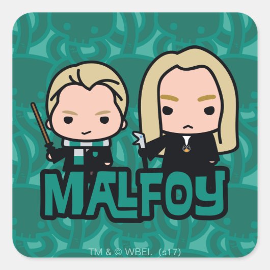 Cartoon Draco und Lucius Malfoy Art Quadratischer Aufkleber (Vorderseite)