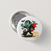Cartoon Dracula Vampire - Von Halloween genehmigt Button (Vorne & Hinten)