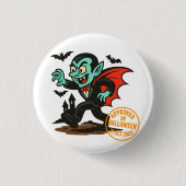Cartoon Dracula Vampire - Von Halloween genehmigt Button (Vorderseite)
