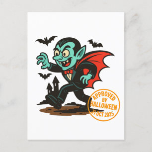 Cartoon Dracula Vampire - Von Halloween genehmigt Feiertagspostkarte