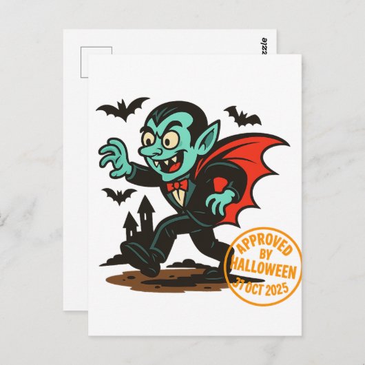 Cartoon Dracula Vampire - Von Halloween genehmigt Postkarte (Vorne/Hinten)