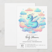 Cartoon Dragon Baby Dusche Einladung (Vorne/Hinten)