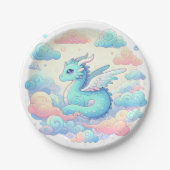 Cartoon Dragon Baby Dusche Pappteller (Vorderseite)