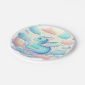 Cartoon Dragon Baby Dusche Pappteller (Schrägansicht)