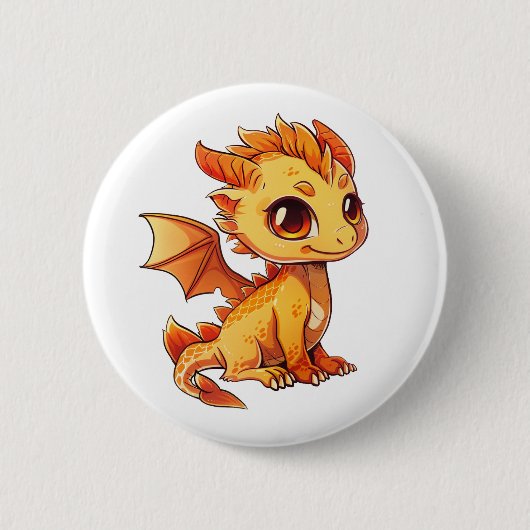 Cartoon Dragon Illustration Button (Vorderseite)