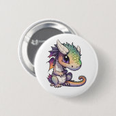 Cartoon Dragon Illustration Button (Vorne & Hinten)